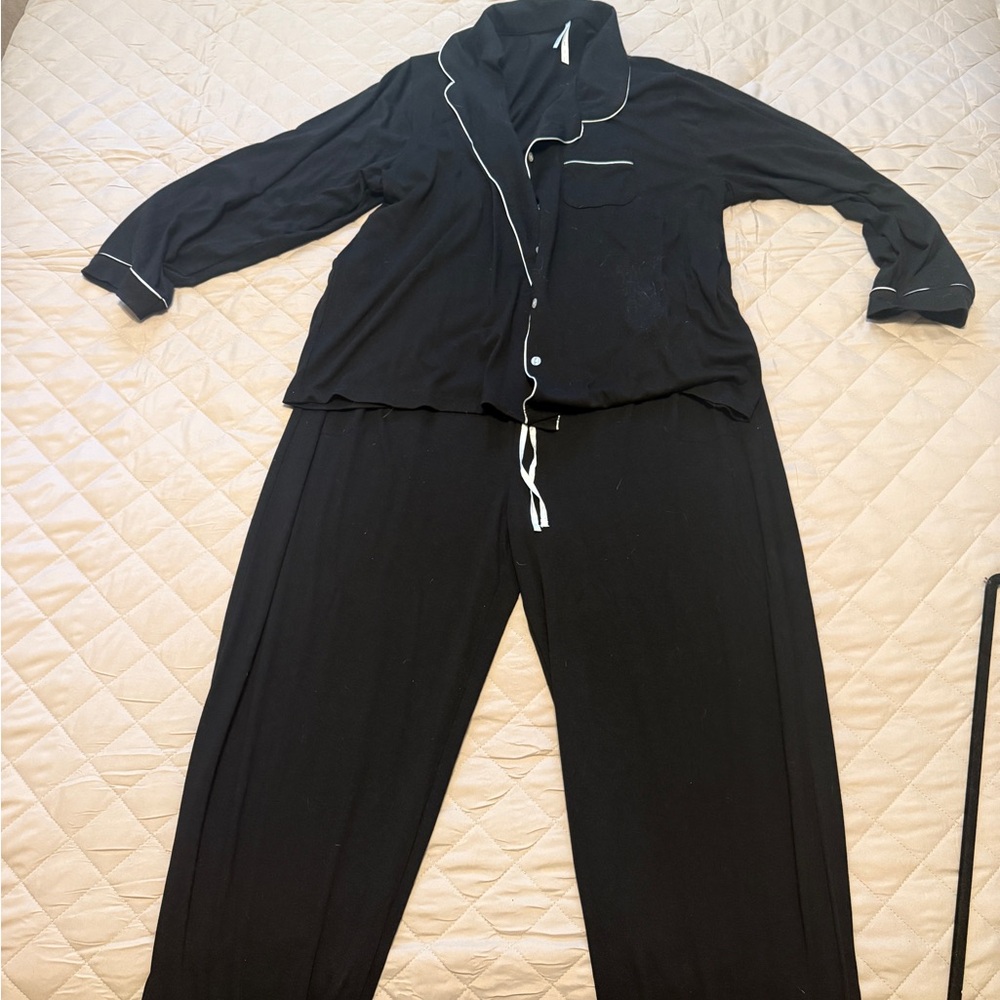Flora Nikrooz Black Pajama Set with White Trim
